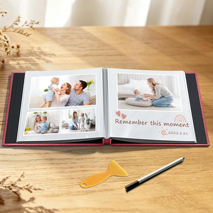 Large Photo Album Self Adhesive Scrapbook Album for 4x6 5x7 8x10 Pictures DIY Photo Book for Wedding, Anniversary, Christmas, Baby Shower, Ideal for Preserving Precious Moments - Image 3