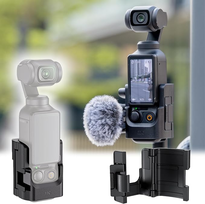 JJC Expansion Adapter for DJI Osmo Pocket 4 3 / Xtra Muse,Ultra Lightweight | Protective Cage with Cold Shoe Mount & Folding 2-Fingers Interface,Not Interfere Joystick by JJC