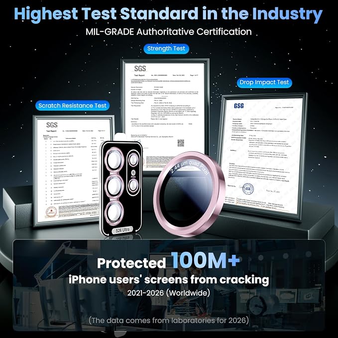 Uyiton for Samsung Galaxy S26 Ultra Camera Lens Protector, Unique Design | Case-Friendly, Ultra-Thin, Military-Grade Sapphire Glass with Aluminum Metal Rear Camera Screen Cover, Pink - Image 6