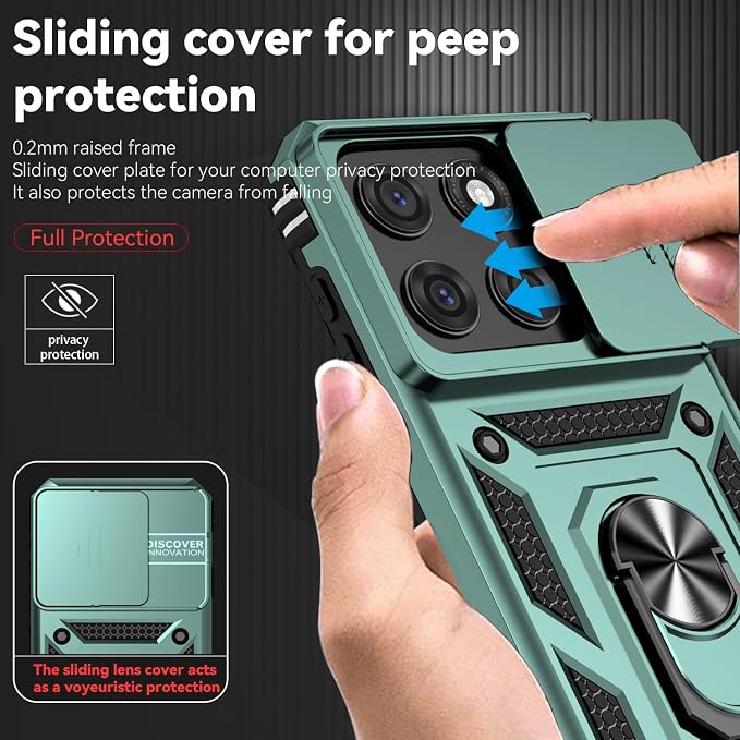 SunStory Compatible with Motorola Moto Edge 2026 Case with HD Screen Protector & Slide Camera Cover & Rotated Ring Kickstand, [Military-Grade] Phone Case for Moto Edge 2026,Green - Image 3