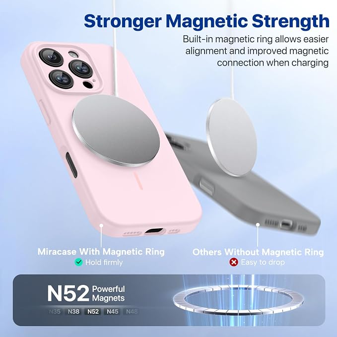 miracase Magnetic for iPhone 16 Pro Max Case, [Soft Anti-Scratch Microfiber Lining], Compatible with MagSafe, Liquid Silicone Case Shockproof Drop Protection Phone Case for 16 ProMax,Sand Pink | Compatible with MagSafe, Soft Microfiber Lining, Premium ... - Image 4