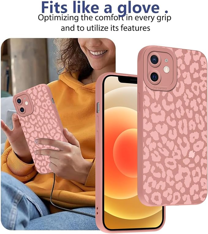Cute Pink Cheetah Print Phone Case for iPhone 12 6.1" | Aesthetic Leopard Pattern Design Cover Full Camera Lens Protective Shockproof Soft Slim TPU Funda for Women Girls - Image 7