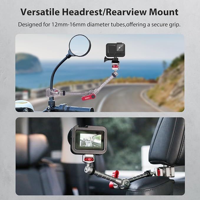 cametv Universal Multi-Device Clamp Mount for Cars & Motorcycles – Heavy Duty 360° Adjustable Gpro Action Camera/Light Holder, IPX6 Waterproof Grip Fits 9-16mm Steel Rods(61031) - Image 2