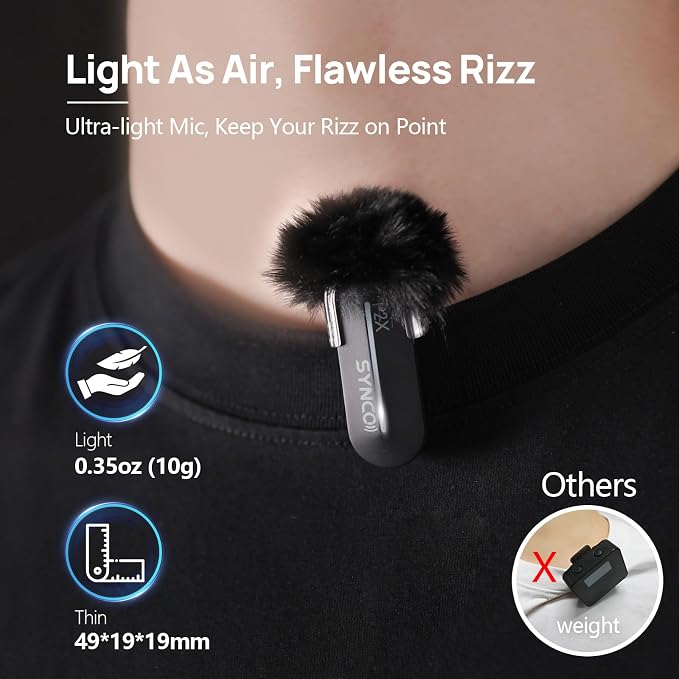 SYNCO Wireless Lavalier Microphone USB-C Lightning, P2XLT Dual Mic 2.4GHz for iPhone 16/15/14/13/12/11 pro max/se/Samsung YouTube TikTok Live Streaming, Wireless-Lavalier-Microphone-Lapel - Image 5