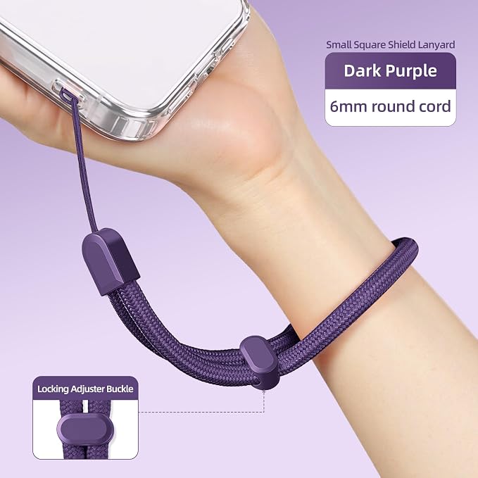 2 Pc Phone Wrist Strap Charm Anti-Lost Lanyard Hand Wristlet Finger Grip Strong Durable Adjustable for Women Men Universal for iPhone Camera Keychain USB Flash Drive Wallet ID Tag Grey Puple - Image 3