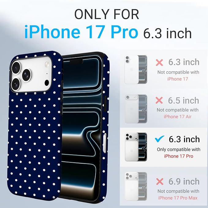 TPU Phone Case for iPhone 17 Pro, MagSafe Wireless Charging Compatible, Shockproof Slim Fit Protective Cover with Anti-Yellowing & Raised Camera Protection (Polka dot 7, iPhone 17 Pro(6.3")) - Image 2