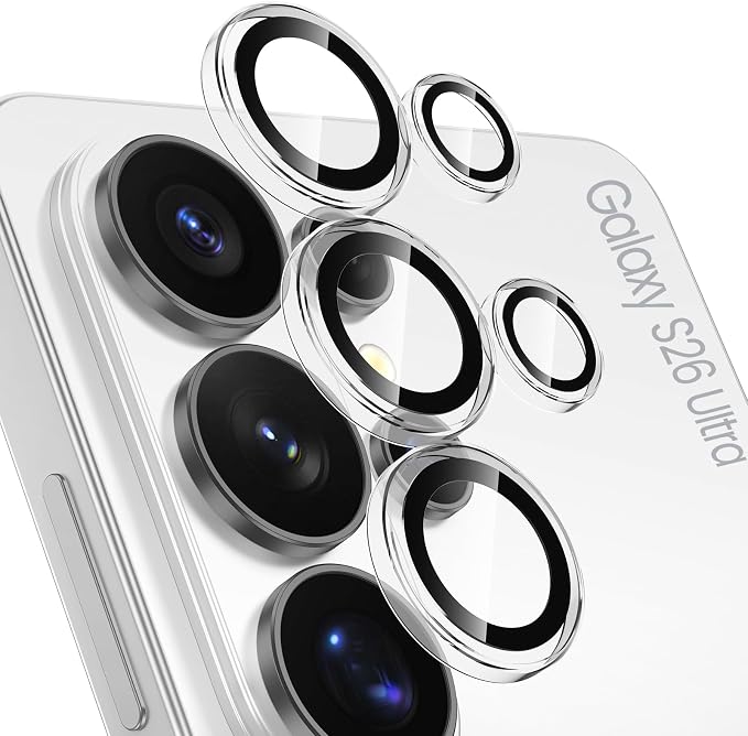 Tensea Compatible with Samsung Galaxy S26 Ultra Camera Lens Protector | 9H Tempered Glass Camera Cover Screen Protector Metal Individual Ring [Installation Tray][Case Friendly] by Tensea