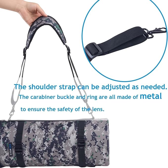 ZZQ&CCF Camera Lens Case Bag for Nikon Z 600 F/6.3 VR S/AF-S 500, for Sony FE 300 F/2.8 GM OSS/Sigma 150-600 etc.,Water Resistant Protective Camera Lens Pouch for Super Telephoto Zoom Lens #Black Camo - Image 4