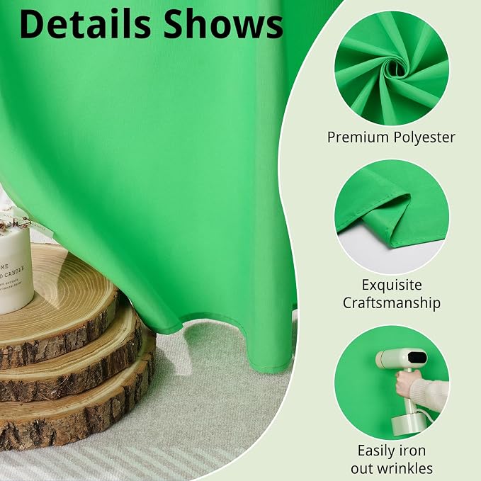 10x7FT Green Backdrop Curtains for Parties, 5x7FT 2 Panels | Wrinkle Resistant Fabric Drapes for Photography Birthday Wedding Background Decorations Easy Hang Multipurpose Use - Image 2