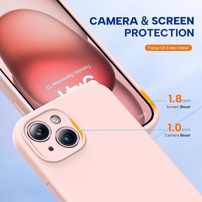 Miracase Silicone for iPhone 15 Plus Case, Pink | Liquid Silicone Gel Rubber, Shockproof Drop Protection Phone Case for iPhone 15 Plus 6.7 inch, Anti-Scratch Microfiber Lining - Image 4