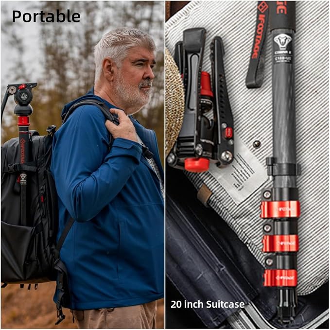 IFOOTAGE Cobra 3 C180F,Camera Monopod with Tripod Base,Carbon Fiber Professional Video Monopod,Suitable for SLR Cameras and Camcorders(71") - Image 6