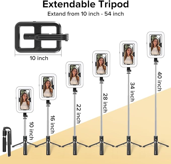 Selfie Ring Light with 54" Tripod Stand, Selfie Light for iPhone | Selfie Light with Extendable Tripod Stand with Phone Holder & Wireless Remote for iPhone & Android,YouTube, Makeup,TIKTok - Image 3