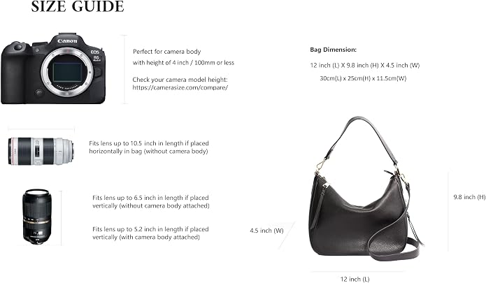 Meliae Camera Bag for Women, DSLR Mirrorless Camera Purse, Leather Shoulder Crossbody Hobo Travel Tote - Image 7