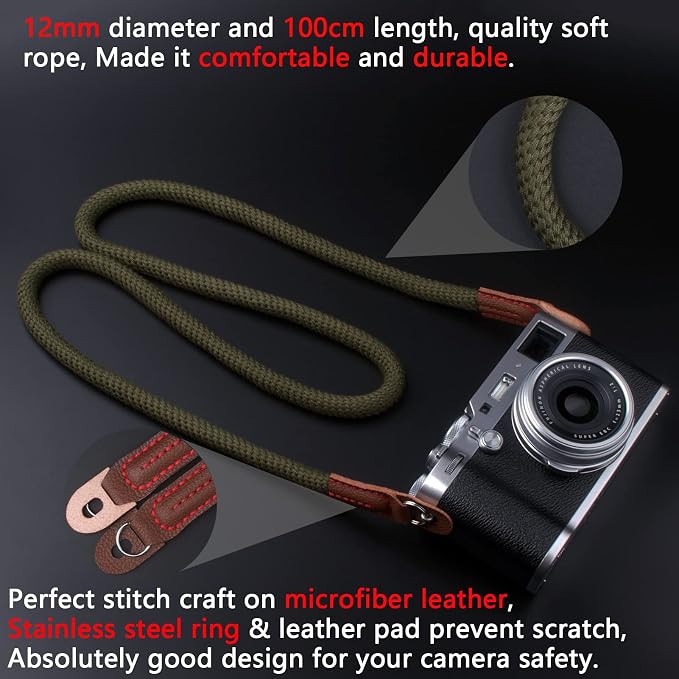 VKO Camera Strap,Soft Rope Camera Neck Strap, Shoulder Strap for DSLR SLR Mirrorless Camera with Round Hole Interface 100cm - Image 5