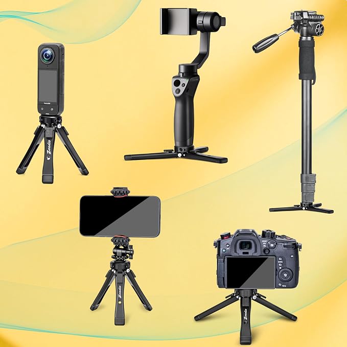 Zeadio Heavy Duty Mini Metal Tripod Stand - Universal Small Table Tripod for Camera, Gimbal, Action Cam, Camcorder, Microphone, LED Light, etc(40kg/88lb Load) - Image 6