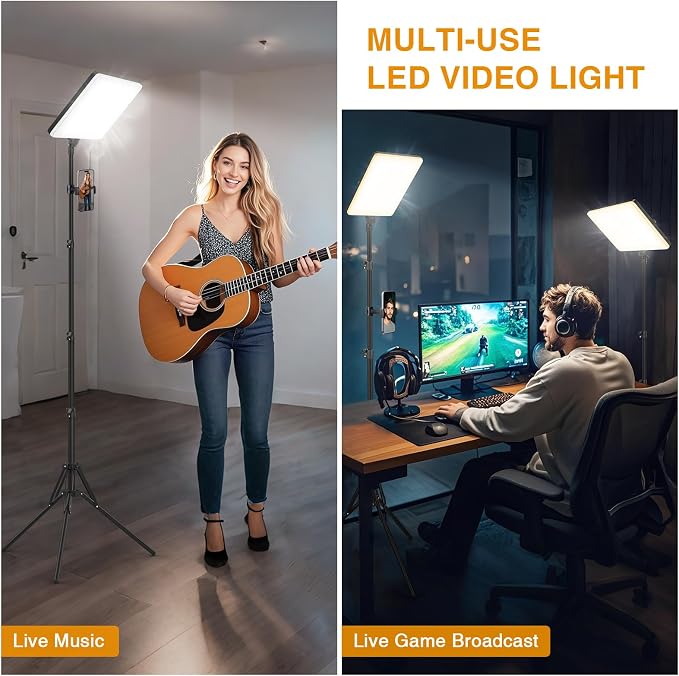 2 Pack Led Video Photography Light Kit with Stand, Built-in 8000mAh | Built-in 8000mAh & LCD Display, 2200Lux, 2500K-8500K, Soft Studio Light, Video Recording Game Live Streaming YouTube TikTok - Image 7