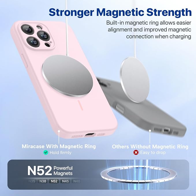 miracase Magnetic for iPhone 14 Pro Max Case, [Soft Anti-Scratch Microfiber Lining], Compatible with MagSafe, Silicone Shockproof Protection Phone Case for iPhone 14 Pro Max,Sand Pink - Image 6