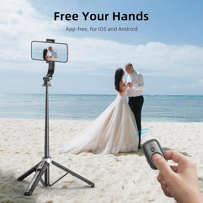 51" Selfie Stick Tripod, Extendable Cell Phone Stand with Remote, Aluminum Alloy Smartphone Travel Tripod Phone Stand for iPhone 15/14/13/12 Pro Max, Samsung, Huawei, GoPro - Image 4