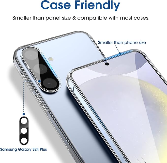 amFilm OneTouch for Samsung Galaxy S24+ Plus Screen Protector TemperedGlass | Auto-Alignment 30s Install with Camera Lens Protector, Bubble Free, Case Friendly, Anti-Scratch [2+2 Pack] (S24P-6.7'') - Image 6