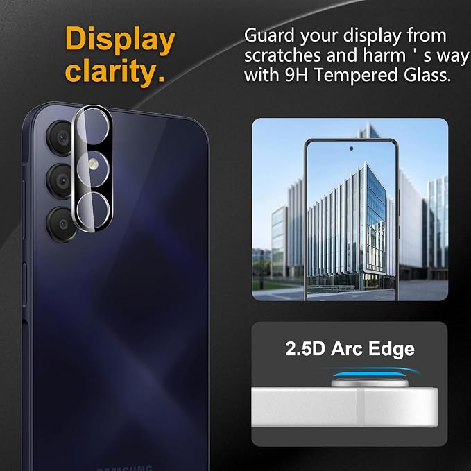 3 Pack Camera Lens Protector for Samsung Galaxy A15 5G | Tempered Glass,Anti-Fingerprint,9H Hardness,Scratch Resistant,Easy to Install,Bubble Free,HD Clarity - Image 2
