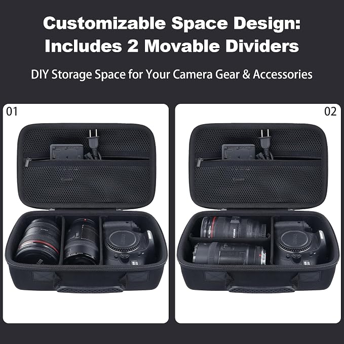 khanka Camera Case for Canon EOS Rebel R6V/T7/T100/T6/R50/R100 | /R5/R7/R8/R6 Mark II/SL3 DSLR Camera,Travel Carrying Case for Canon EOS Rebel Camera and 18-55mm/18-45mm Lens(Case Only) - Image 4