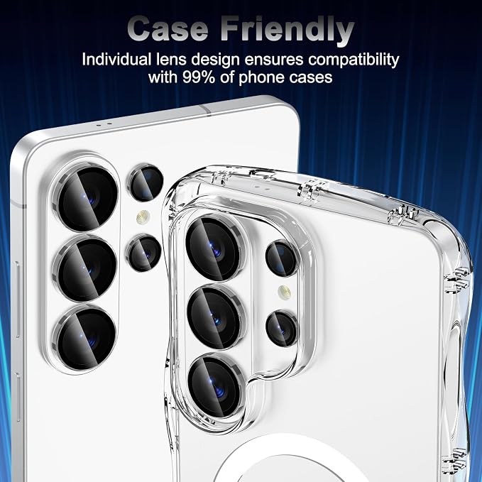 Meshine for Samsung Galaxy S26 Ultra Camera Lens Protector,Scratch Proof,Strong Adsorption,9H Hardness with Metal Ring Camera Cover,Ultra Thin Case Friendly, Accessories Lens Protector,Clear - Image 6