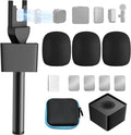 Mic Handle for DJI 1/2/3/Mini 1/2, Microphone Holder for Rode Wireless GO/Hollyland Lark/Lavalier Mic, Universal Magnetic Microphone Stand with 3 Pop Filter for Vlogging/Interview/Podcast/Reports by GAHOGA