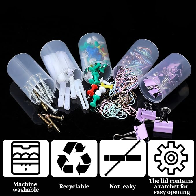 PEOVLVN 15 PCS Clear Film Canisters with Lids, Plastic Canisters with Lids 35mm Film Case Empty Small Film Cans for Keys Coins Fish Hook Film Art Beads Small Accessories Storage - Image 3