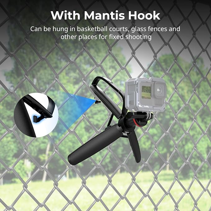 SMALLRIG Portable Action Camera Tripod, 6.5-13.6in Extendable Selfie Stick | Carabiner with Mantis Hook, Mini Table Tripod for DJI Osmo Action 6/5 pro/4, for GoPro 13/12/11, for Insta360 Ace Pro 2 -5568 - Image 3