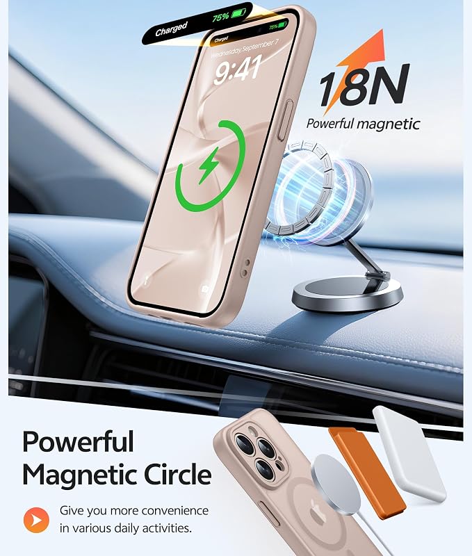 FNTCASE for iPhone 15 Pro Max Case, Fit for Magsafe, Glass Screen Protector | Full Camera Protection, Translucent Matte, 14FT Military Grade Drop Proof, Shockproof Protective Phone Cover, Desert Gold - Image 3