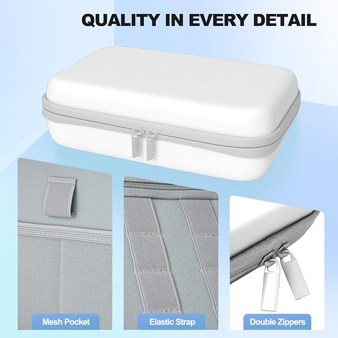 Hard Travel Electronic Organizer Case for Power Bank Chargers Cables USB Flash Drive SD Card Electronics & Backpack Organizer Travel Case Small Portable Accessories Bag, white - Image 4