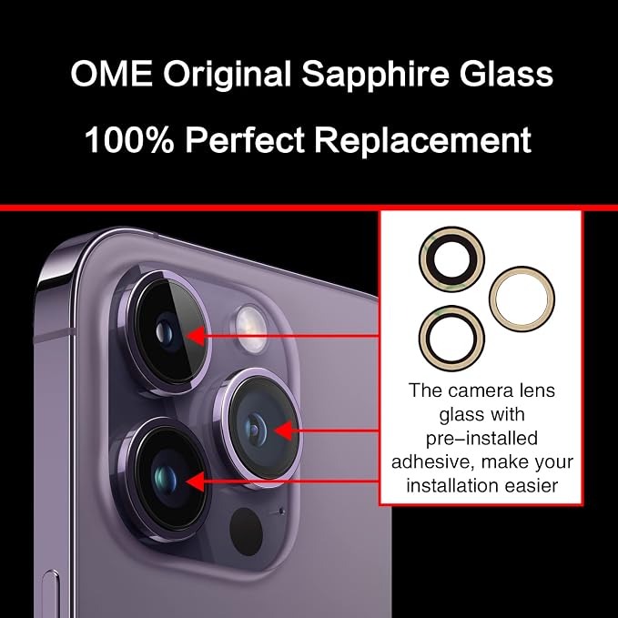 ASDAWN Back Rear Camera Lens Glass Replacement for iPhone 14 Pro 6.1 Inches with Pre-Installed Adhesive, ASDAWN Back Camera Lens Glass kit with Installation Manual + Repair Tool Set - Image 4