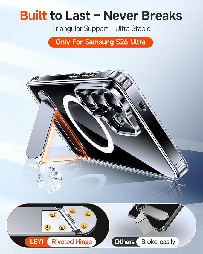 LeYi for Samsung Galaxy-S26-Ultra Case with Stand: for Magsafe Funda para s 26 s26ultra Phone Cover Clear Rugged Slim Fit Heavy Duty Women Magnetic Metal Kickstand Military Grade Samsungs26 Ultra - Image 3