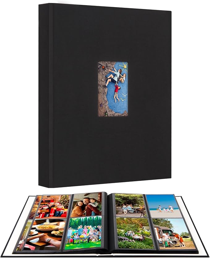 Aevdor 3.5x5 Photo Album, Holds 256 Photos, Linen Cover, Black | Vertical 3.5x5 Clear Pockets, Front Display Window, Baby, Travel, Family & Anniversary Memories by Aevdor