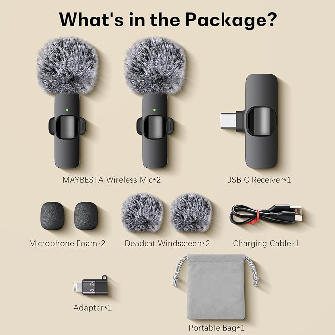 MAYBESTA Wireless Lavalier Microphone for iPhone & Android Phone - Lapel Mini Microphones for Audio Video Recording - 2 Clip on Content Creator Mics for Tiktok YouTube Vlog - Image 7