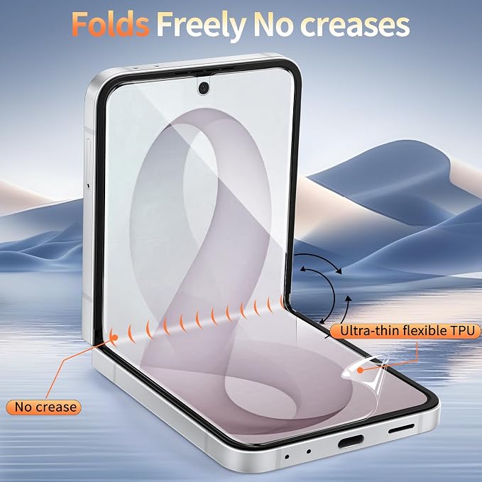 [2 Sets 6 Pack] Screen Protector for Samsung Galaxy Z Flip 8/Flip 7 | Internal Flexible TPU Film + Outer Glass Film + Metal Camera Lens Protector, Anti-Scratch, No Bubbles, Easy Installation - Image 4