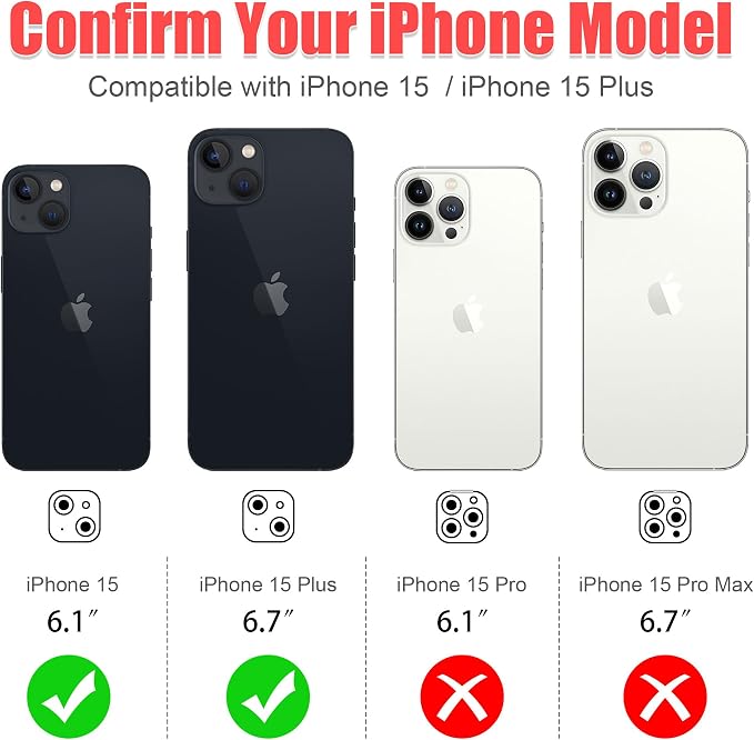 AGVEE 3+3 6 Pack for iPhone 15/15 Plus Camera Lens Protector Cover | Individual Bling Diamond & Bling Glitter Sparkle Cute Gem Metal Ring, 9H Tempered HD Glass - Image 2