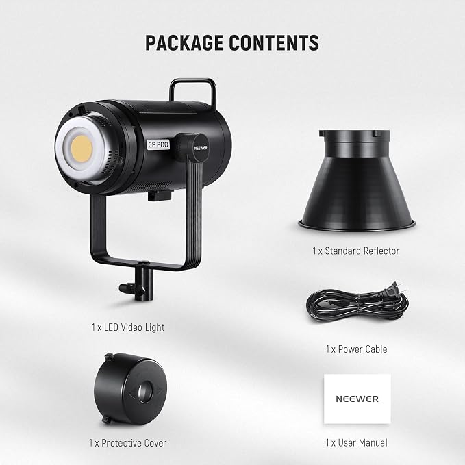 NEEWER CB200 210W LED Video Light with 2.4G/APP Control, 5600K Daylight COB Continuous Output Lighting for Photography with 98500lux/m, CRI97+/TLCI97+, 9 Scenes, PWM Dimming, Bowens Mount - Image 9