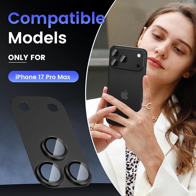 Tensea for iPhone 17 Pro Max Camera Lens Protector | Metal Aluminum Alloy Tempered Glass Cover Camera Screen Protector Accessories, Case Friendly - Image 2