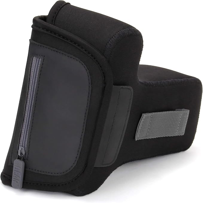 USA Gear Camera Sleeve (Zoom) for Compact SLRs with Lens Compatible with Canon EOS R100 Nikon Z30 Sony ZV-E10, and more - Padded Neoprene DSLR Case with Accessory Pocket & Belt Loop (Black) - Image 8