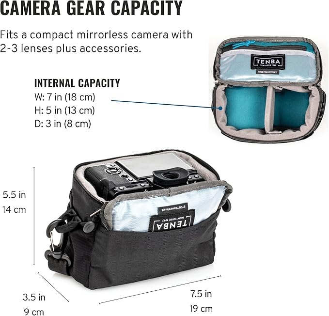 Tenba BYOB 7 Camera Insert - Turns any bag into a camera bag for DSLR and Mirrorless cameras and lenses – Black (636-626) | 300D herringbone polyester with YKK zippers and D-rings for mirrorless cameras, lenses and accessories - Image 2