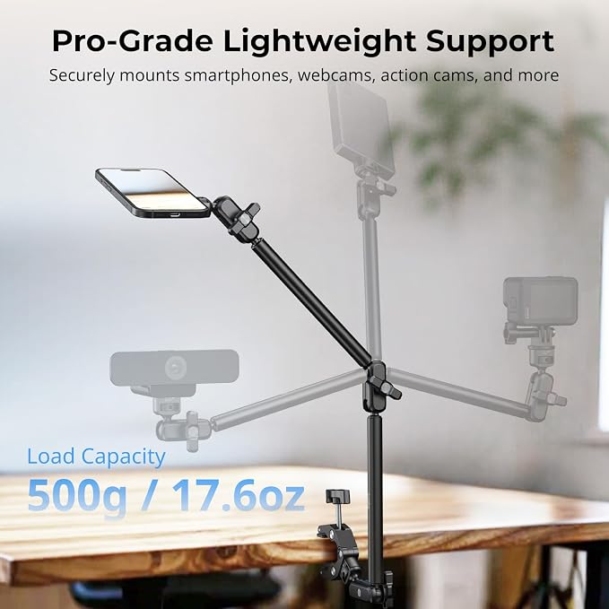 SMALLRIG Desktop Clamp Magic Arm Kit for MagSafe for iPhone, 55cm / 21.6" Two-Stage Adjustable Flexible Arm with Secure Grip for Smartphone, Webcam, Action Cameras - 5626 - Image 2