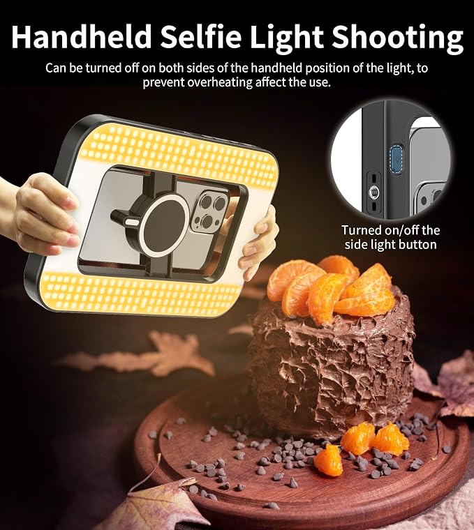Magnetic 6000mAh Selfie Ring Light for iPhone 448LED RGB Light with Stand | RechargeablePhone Light with Mini Tripod Stand Double-Sided Magnetic Handheld Stabilizer for Magsafe/Video Recording/Photos - Image 7