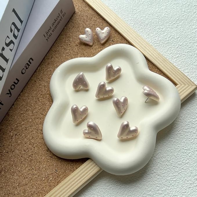 50 pcs of Cute Soft Wooden Board thumbtack with Golden Hearts can be Used for Photo Walls, memos, whiteboards, and Decorative thumbtack (Pink Wave Point) - Image 6