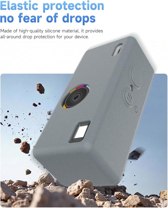 Silicone Case for Kodak CHARMERA Keychain Digital Blind Box accessories,Soft Silicone Protective Case,Comes with Screen Protectors and Wrist Strap - Grey - Image 6