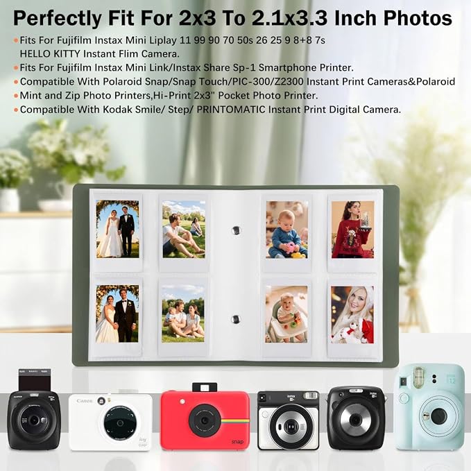 320 Pockets 2x3 Inch Photo Album for Polaroid & Instax Mini Pictures, Green | PU Leather Cover, Gift Box Packaging, Acid-Free Pages, With Snap Closure, Securely Hold all Your Precious Instant Snapshots - Image 4