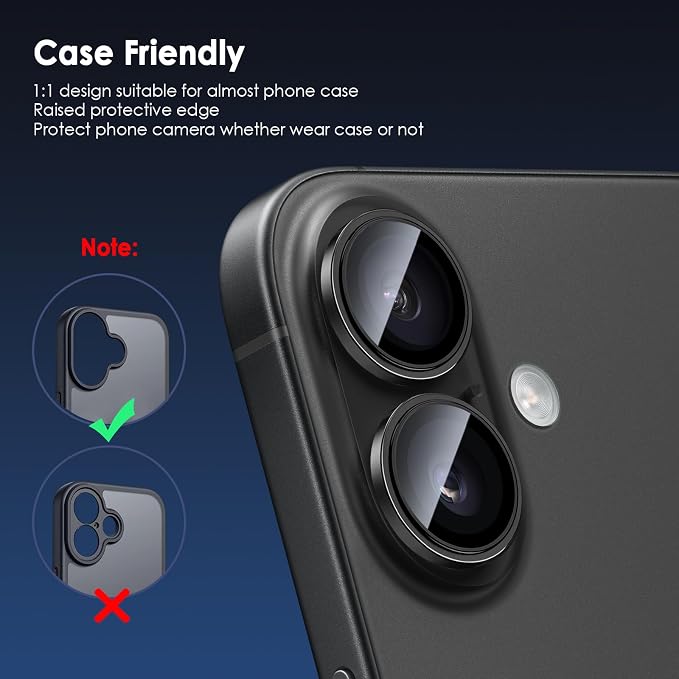 Camera Lens Protector for iPhone 17, Black | AR+AF, 9H Tempered Glass, Individual Metal Ring, Anti Glare, Fall Protection, Camera Screen Cover - Image 4