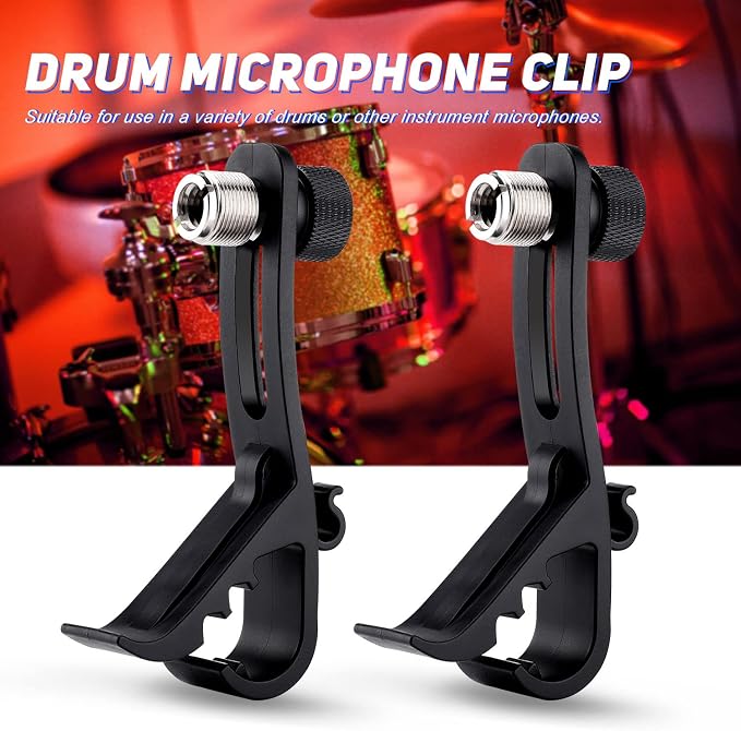Facmogu 2PCS Drum Microphone Clip, Adjustable Mic Mount Clamp Holder | Mic Securing Clip Shockproof Drum Mounts | For Professional Drum Recording Studio Drum Recording Musical Instrument - Image 3