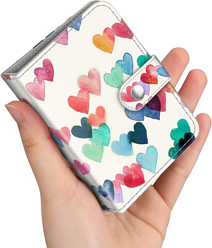 Fintie Mini Photos Album Book for 2x3 Inch Films - 52 Pockets Small Albums | For Fujifilm Instax Mini, Polaroid Hi-Print Pictures, Portable Kpop Photocard Holder, Travel Memory Book, Raining Hearts by Fintie