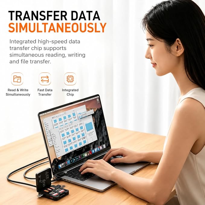 5-in-1 Memory Card Reader with Storage Case, USB A & USB C 3.0 Dual Connector SD/TF Card Reader, 5Gbps High-Speed, for Mac, Windows, Android - Image 6